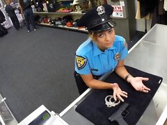 Slutty and brunette latina police woman gets her pussy fucked
